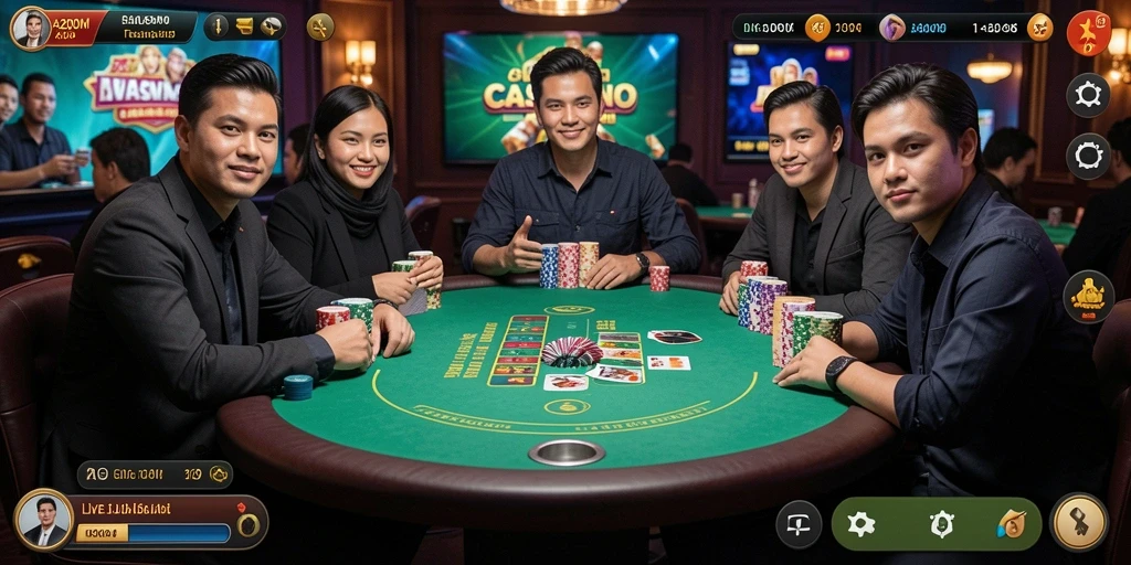 Screenshot A200M menampilkan gameplay Live Casino yang mendebarkan.