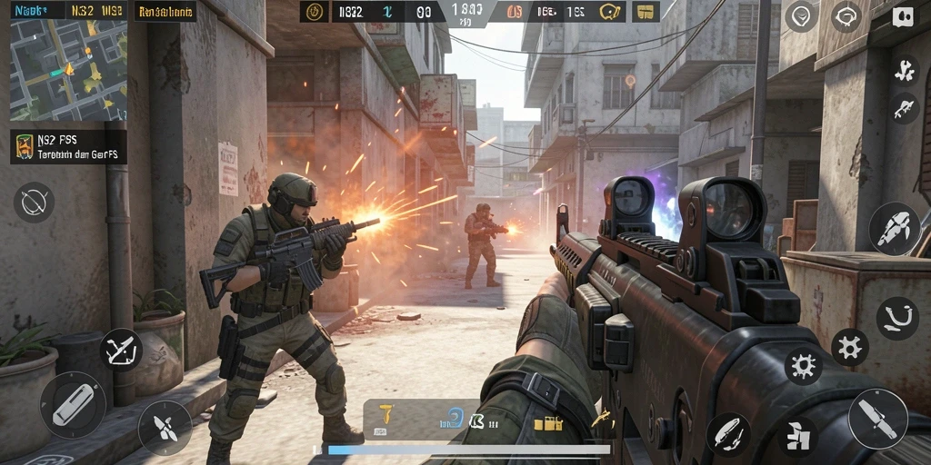 Screenshot N32 menunjukkan intensitas pertempuran FPS yang seru.