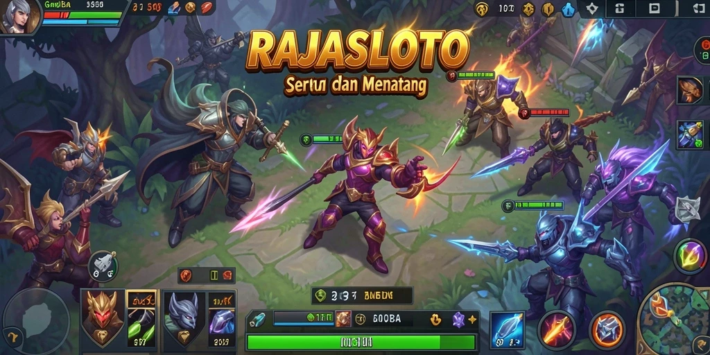 Screenshot gameplay RAJASLOTO menampilkan pertarungan tim yang seru.