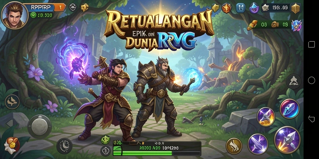 Screenshot utama RPRPRP menampilkan pertarungan seru dalam gameplay RPG.