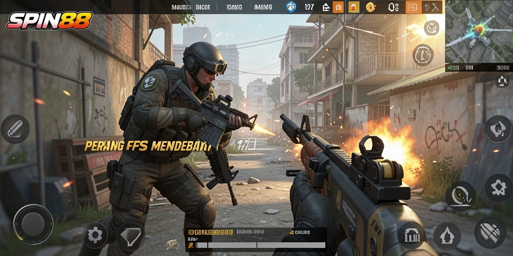 Tangkapan layar gameplay <strong>SPIN88</strong> dengan aksi pertempuran yang mendebarkan.